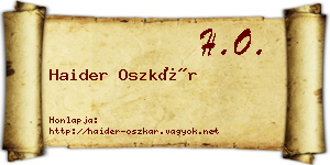 Haider Oszkár névjegykártya